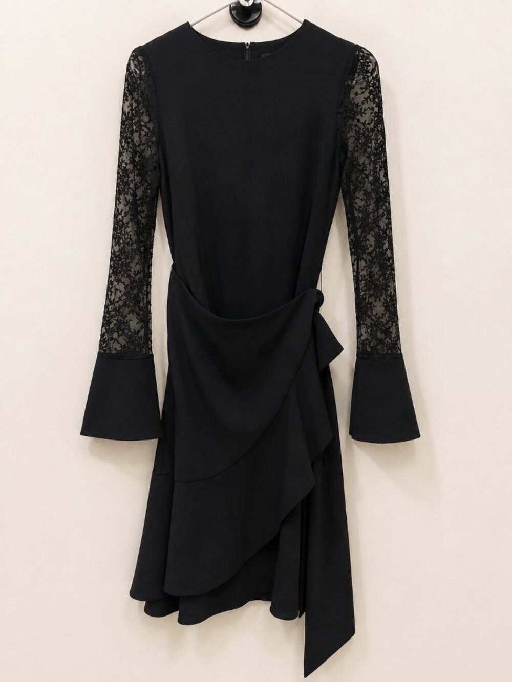 NEW Goen. J Women's Black Floral Lace Longsleeve Wrap Dress Size S